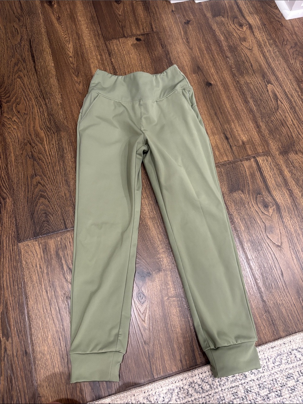 High-Waist Olive Green Active Joggers